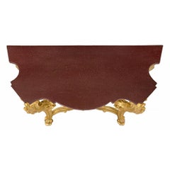 Italian 19th Century Baroque Giltwood and Faux Painted Porphyry Console