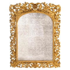 Italian 19th Century Baroque Giltwood Mirror