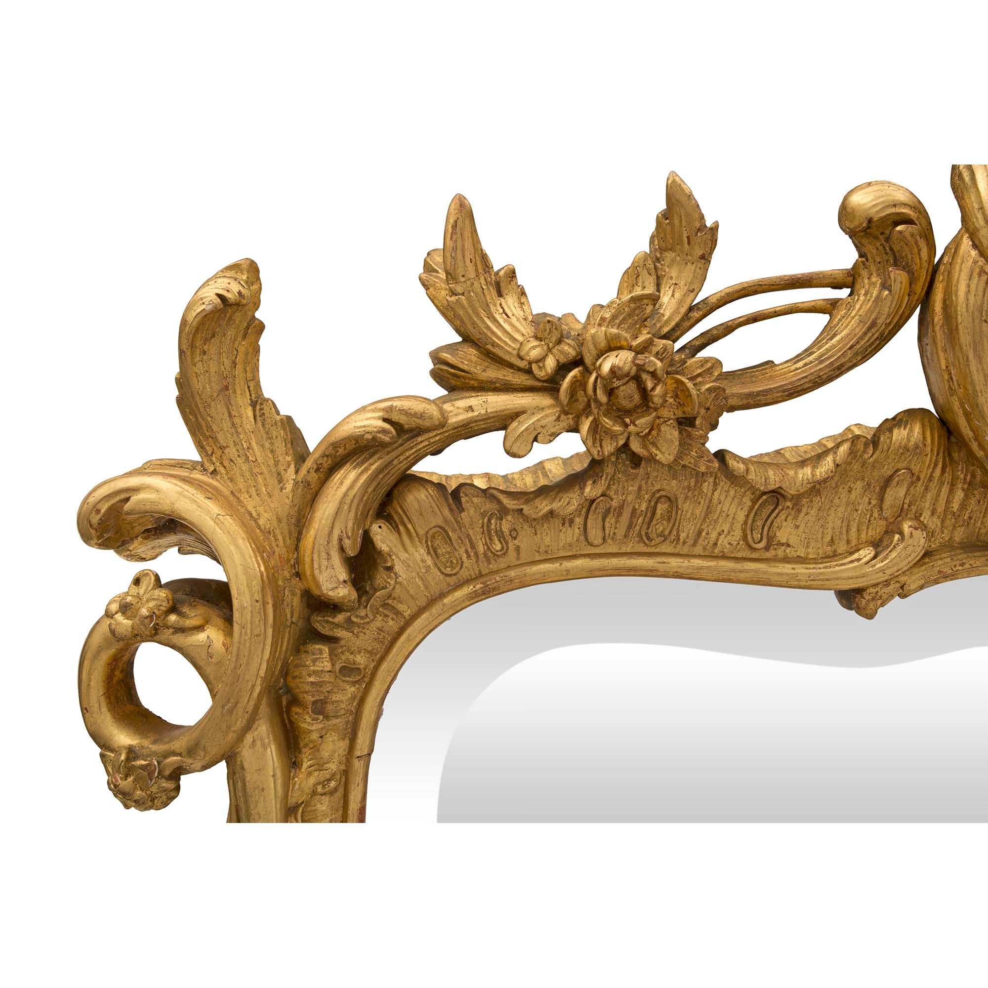 Italian 19th Century Baroque Period Rectangular Giltwood Mirror For Sale 1