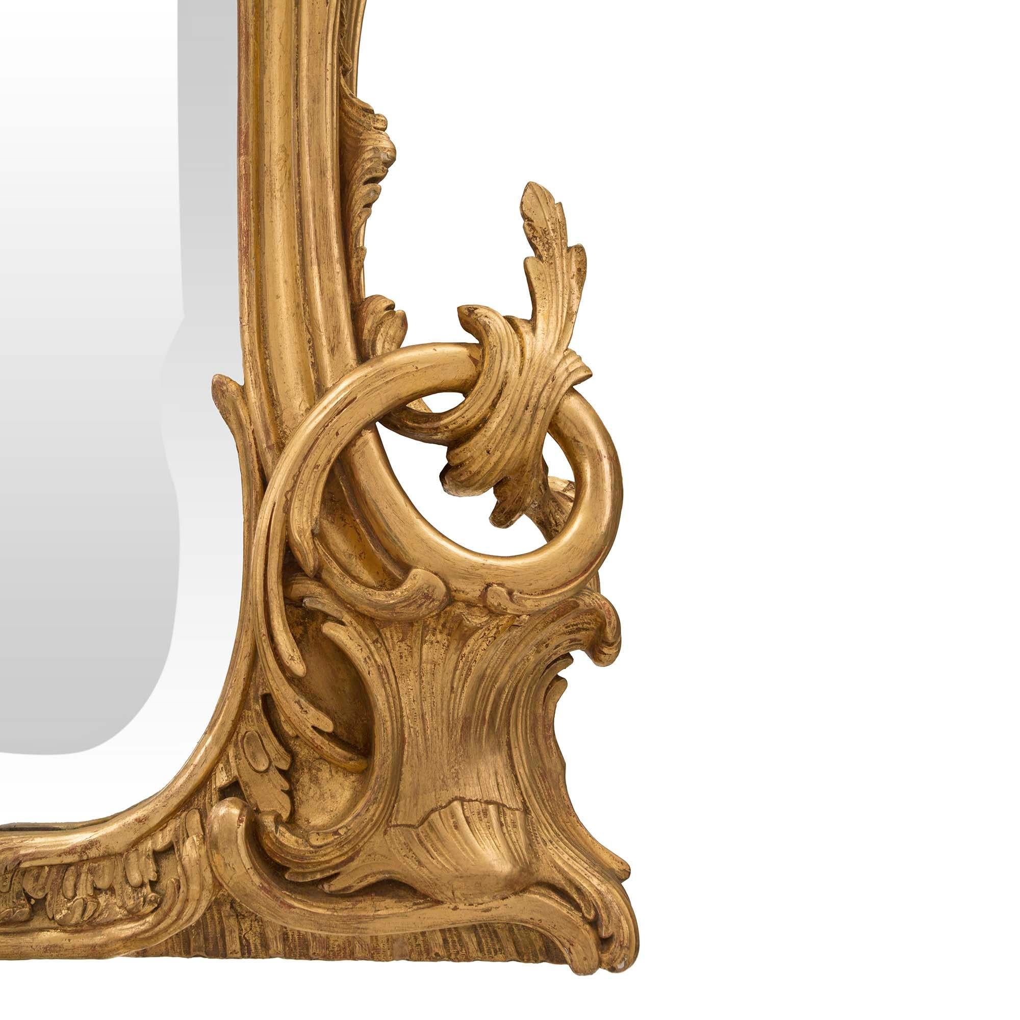 Italian 19th Century Baroque Period Rectangular Giltwood Mirror For Sale 2