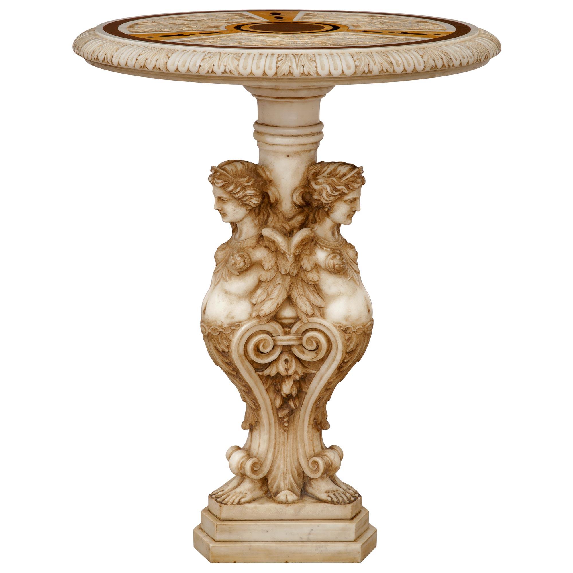 Table d'appoint en marbre de Carrare, de Sienne, Rosso Antico, italien du 19e siècle, de style baroque Bon état - En vente à West Palm Beach, FL