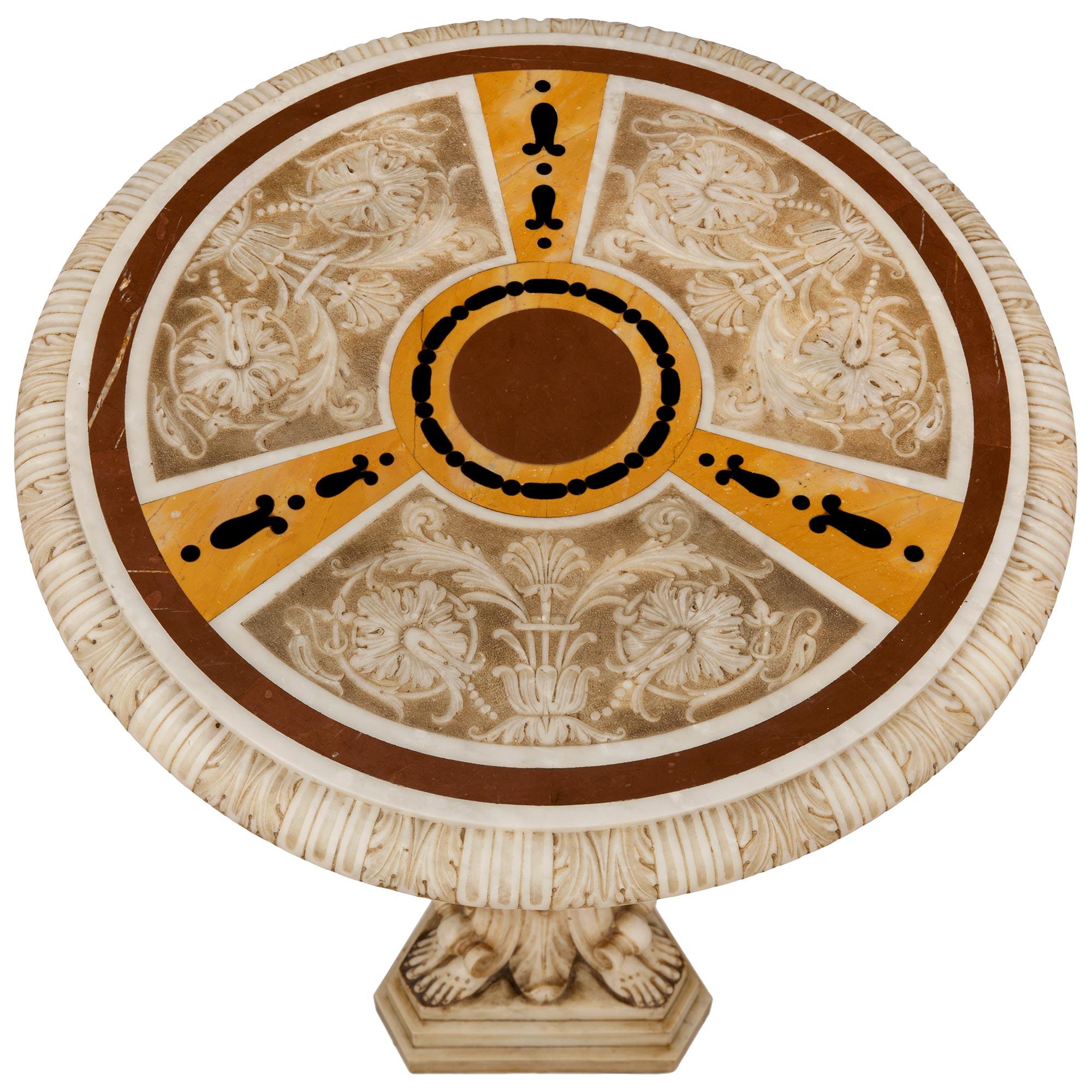 Table d'appoint en marbre de Carrare, de Sienne, Rosso Antico, italien du 19e siècle, de style baroque en vente 3