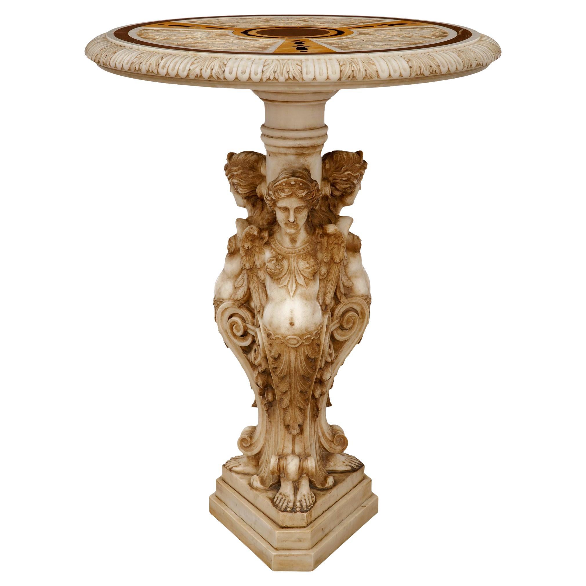 Italian 19th century Baroque st. Carrara, Sienna, Rosso Antico marble side table