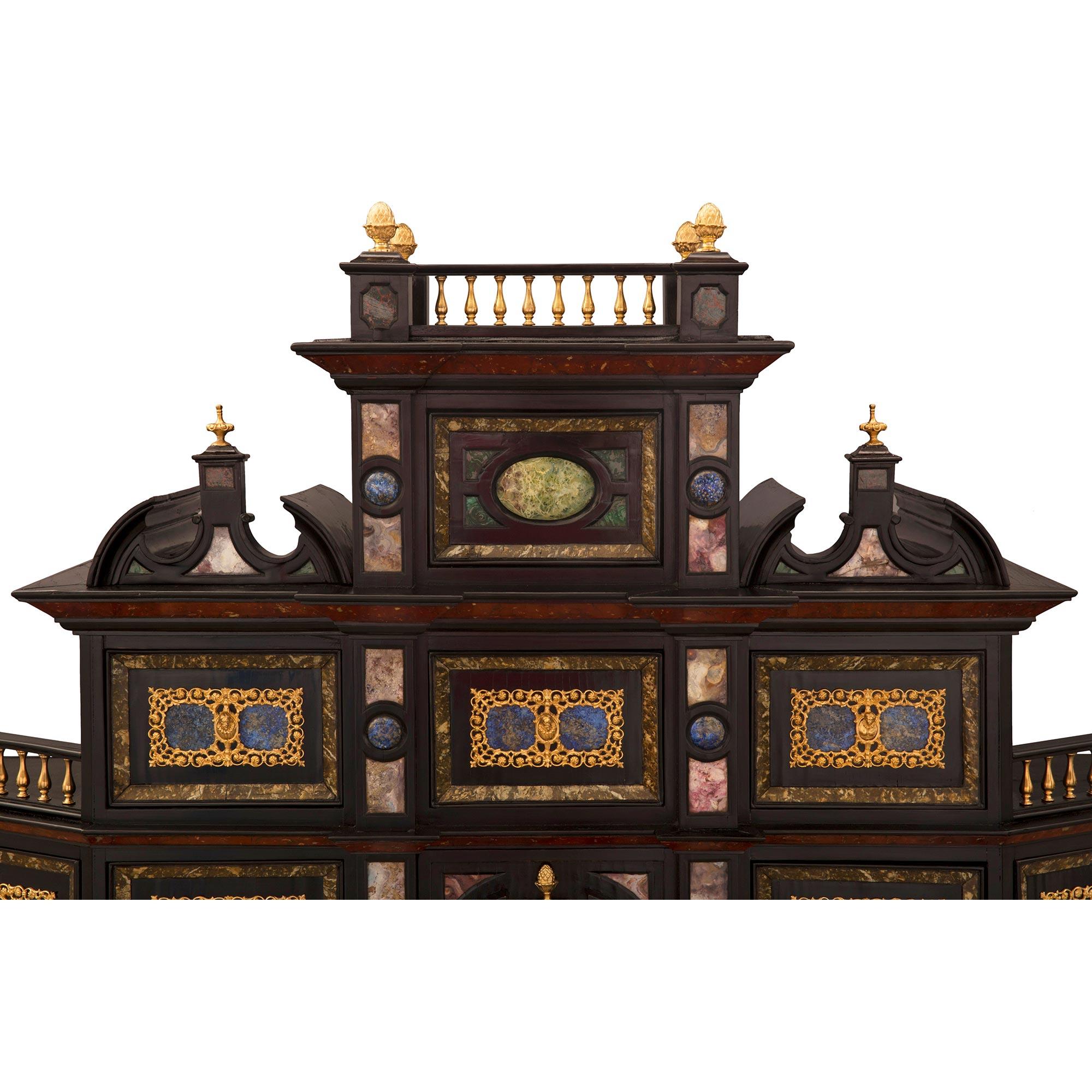 Italian 19th Century Baroque St. Ebonized Fruitwood and Ormolu Specimen Cabinet 2
