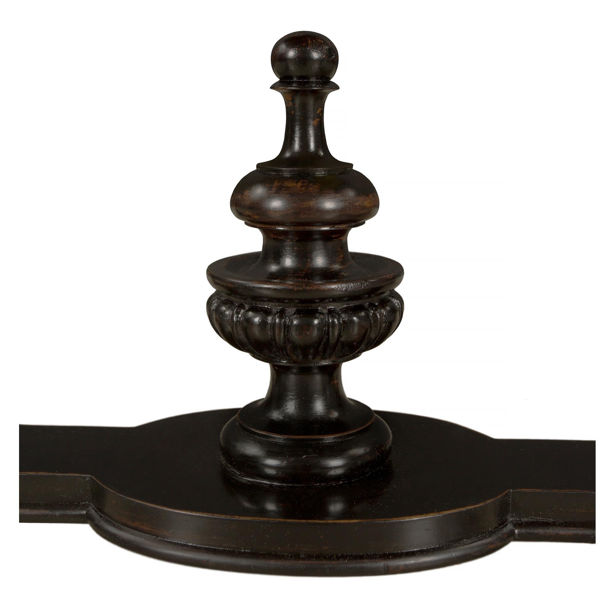 Italian 19th Century Baroque St. Ebonized Fruitwood And Scagliola Center Table For Sale 4
