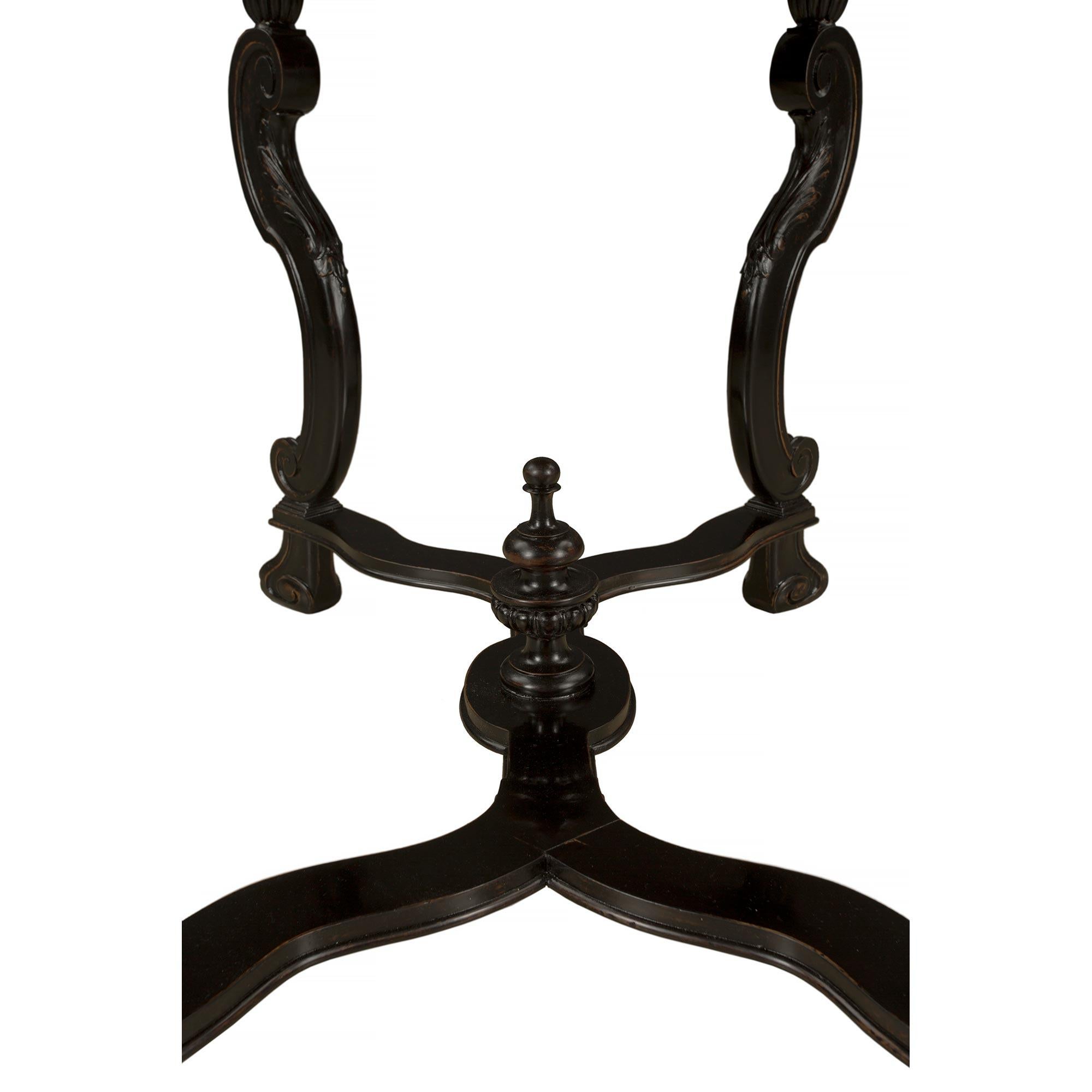 Italian 19th Century Baroque St. Ebonized Fruitwood And Scagliola Center Table For Sale 5