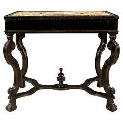 Antique Italian 19th Century Baroque St. Ebonized Fruitwood And Scagliola Center Table