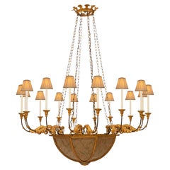  Italian 19th century Baroque st. Faux marble, Giltwood, and Iron chandelier
