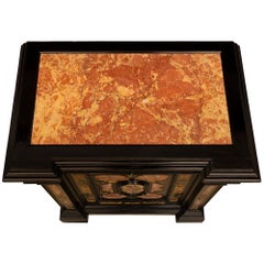 Meuble de rangement baroque italien du 19ème siècle en bois fruitier et pierre semi-précieuse