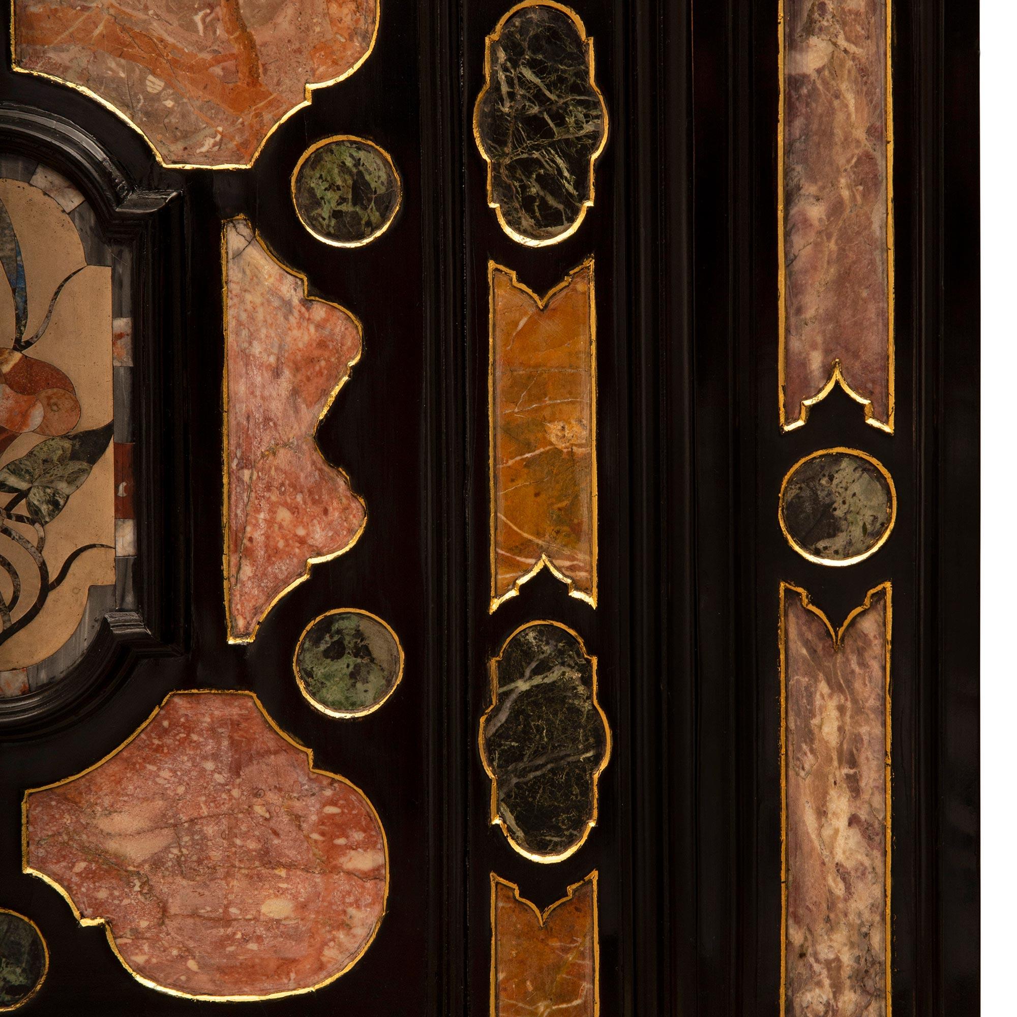 Italian 19th Century Baroque St. Fruitwood & Semi-Precious Stone Cabinet For Sale 3