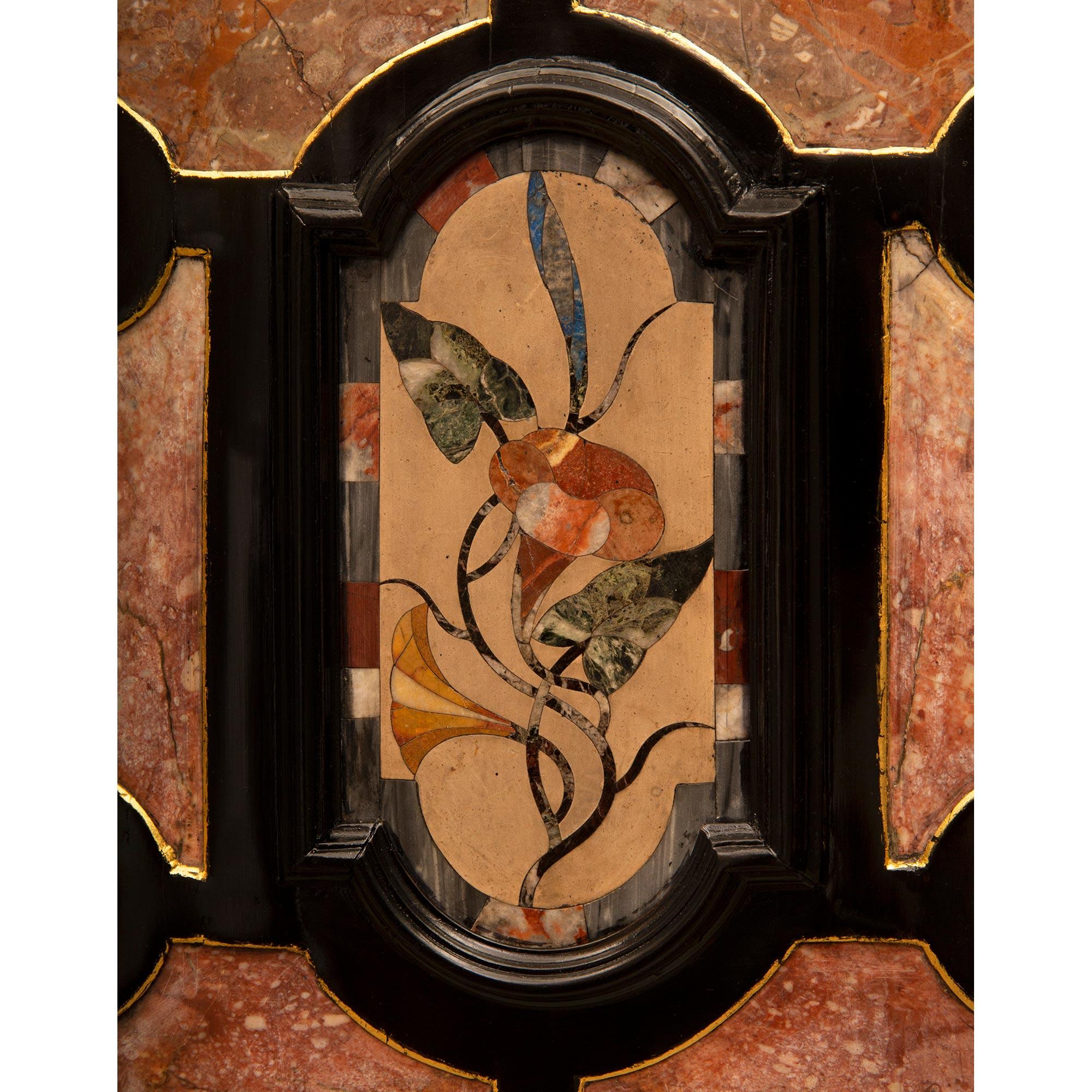 Italian 19th Century Baroque St. Fruitwood & Semi-Precious Stone Cabinet For Sale 4