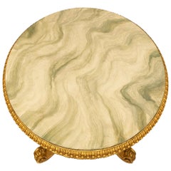 Italian 19th Century Baroque St. Giltwood and Faux Painted Marble Center Table