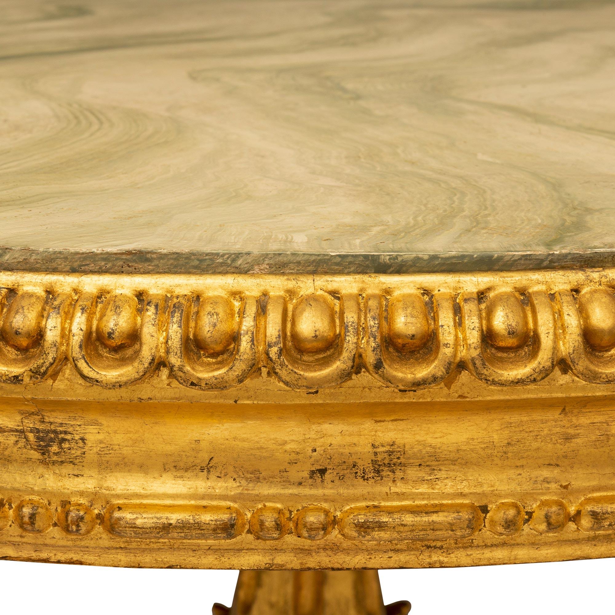 Italian 19th Century Baroque St. Giltwood and Faux Painted Marble Center Table For Sale 2