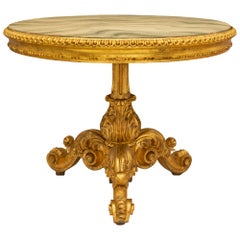 Italian 19th Century Baroque St. Giltwood and Faux Painted Marble Center Table
