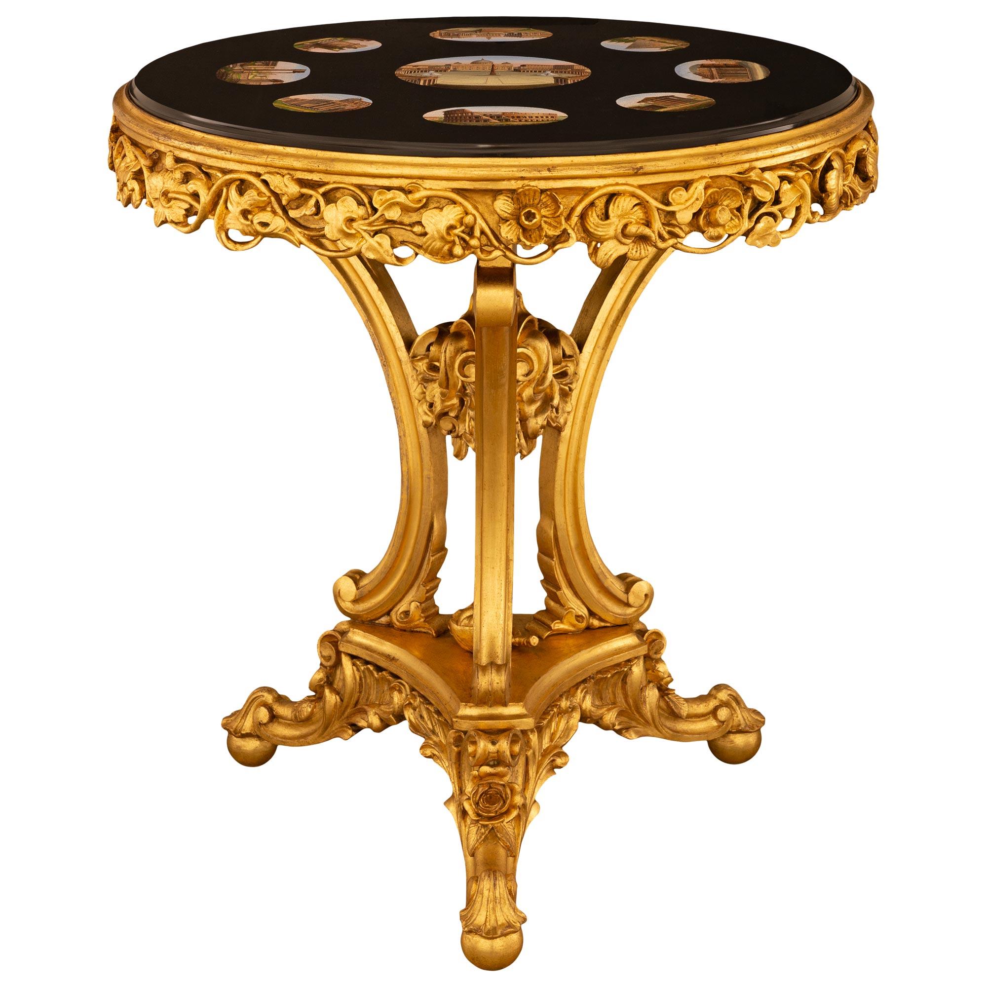 Italian 19th Century Baroque St. Giltwood And Micro-Mosaic Center Table For Sale 8