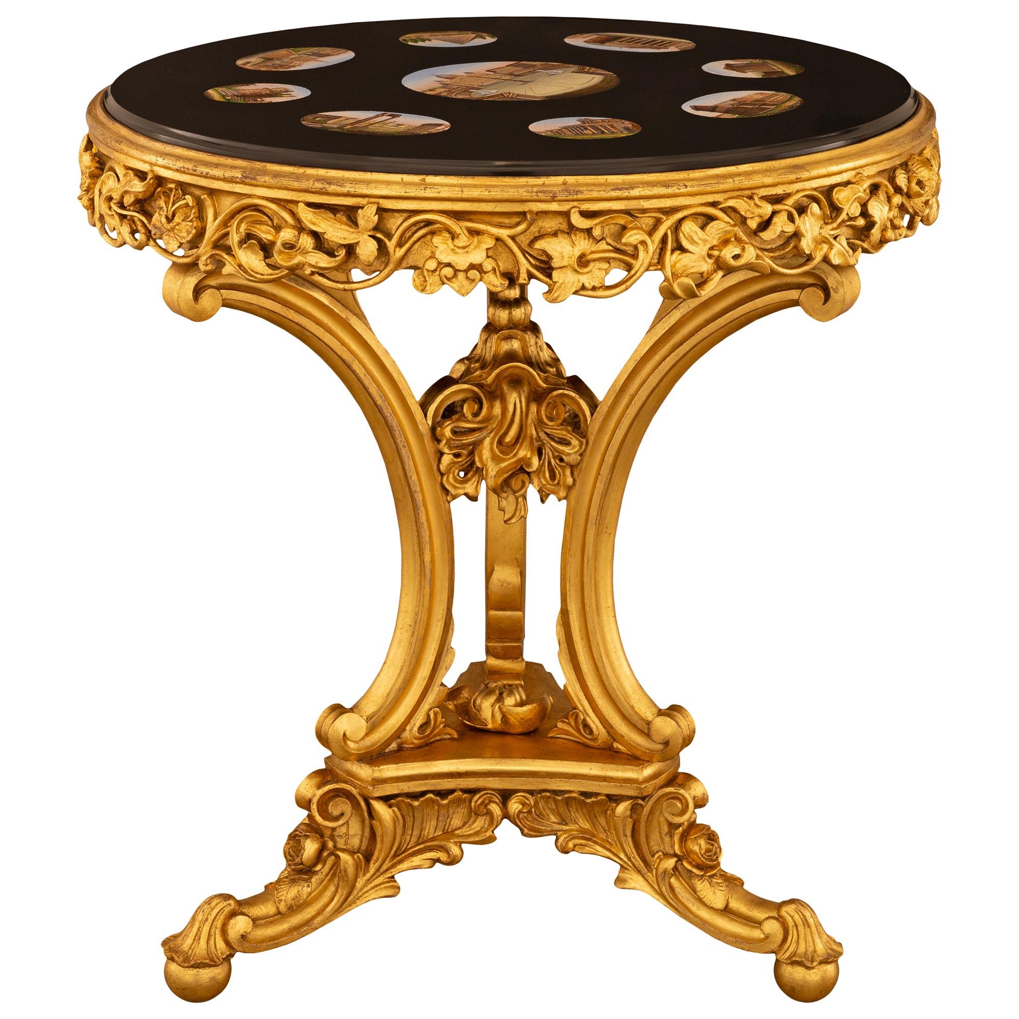 Italian 19th Century Baroque St. Giltwood And Micro-Mosaic Center Table In Good Condition For Sale In West Palm Beach, FL