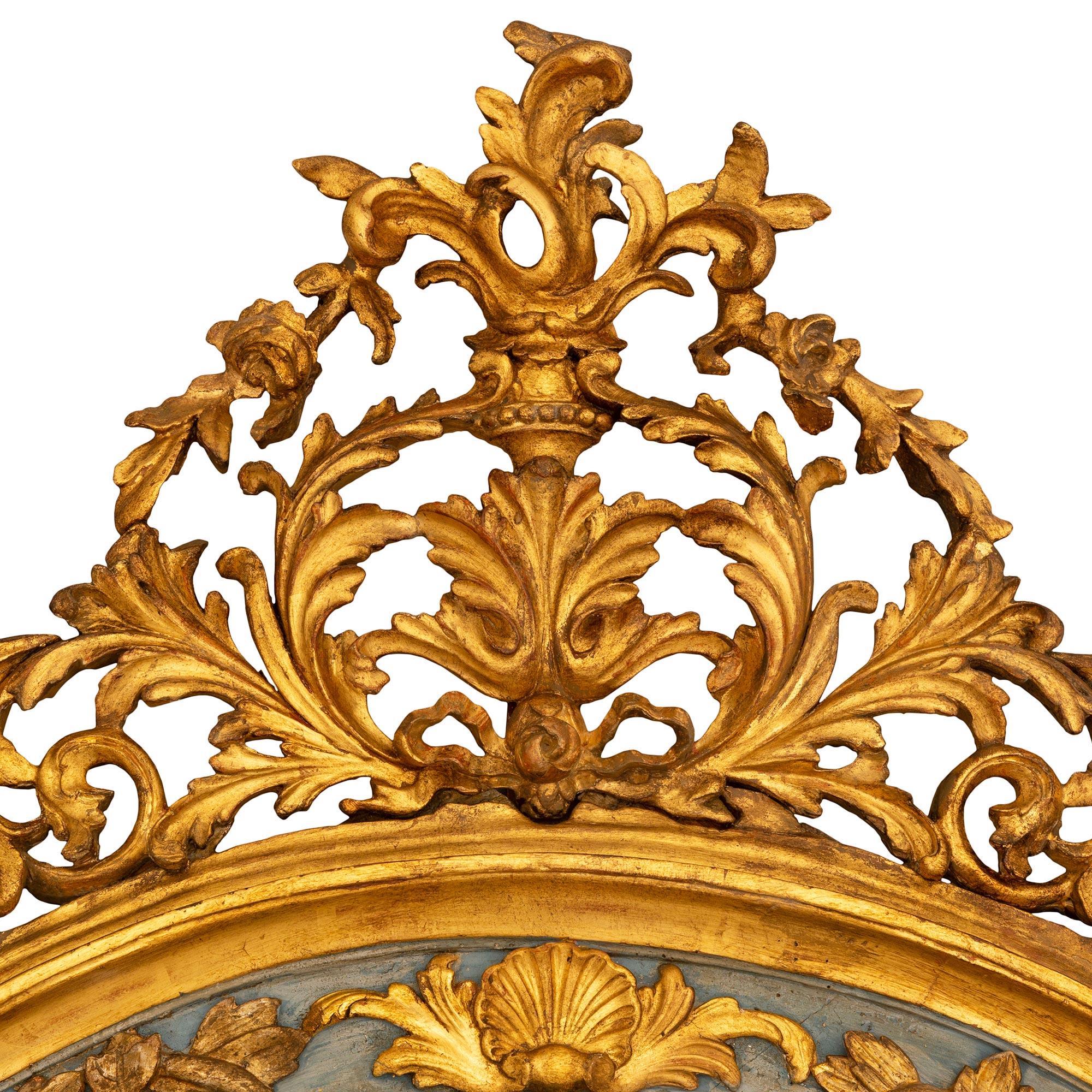 Baroque Miroir baroque italien du XIXe siècle en bois doré et bois patiné en vente