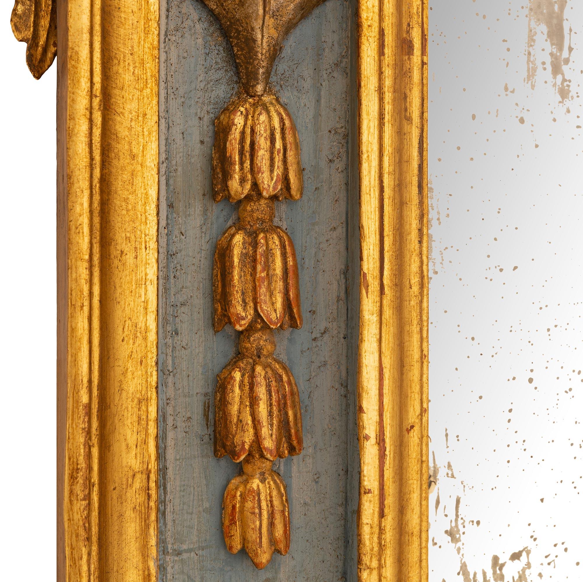 Miroir baroque italien du XIXe siècle en bois doré et bois patiné en vente 1