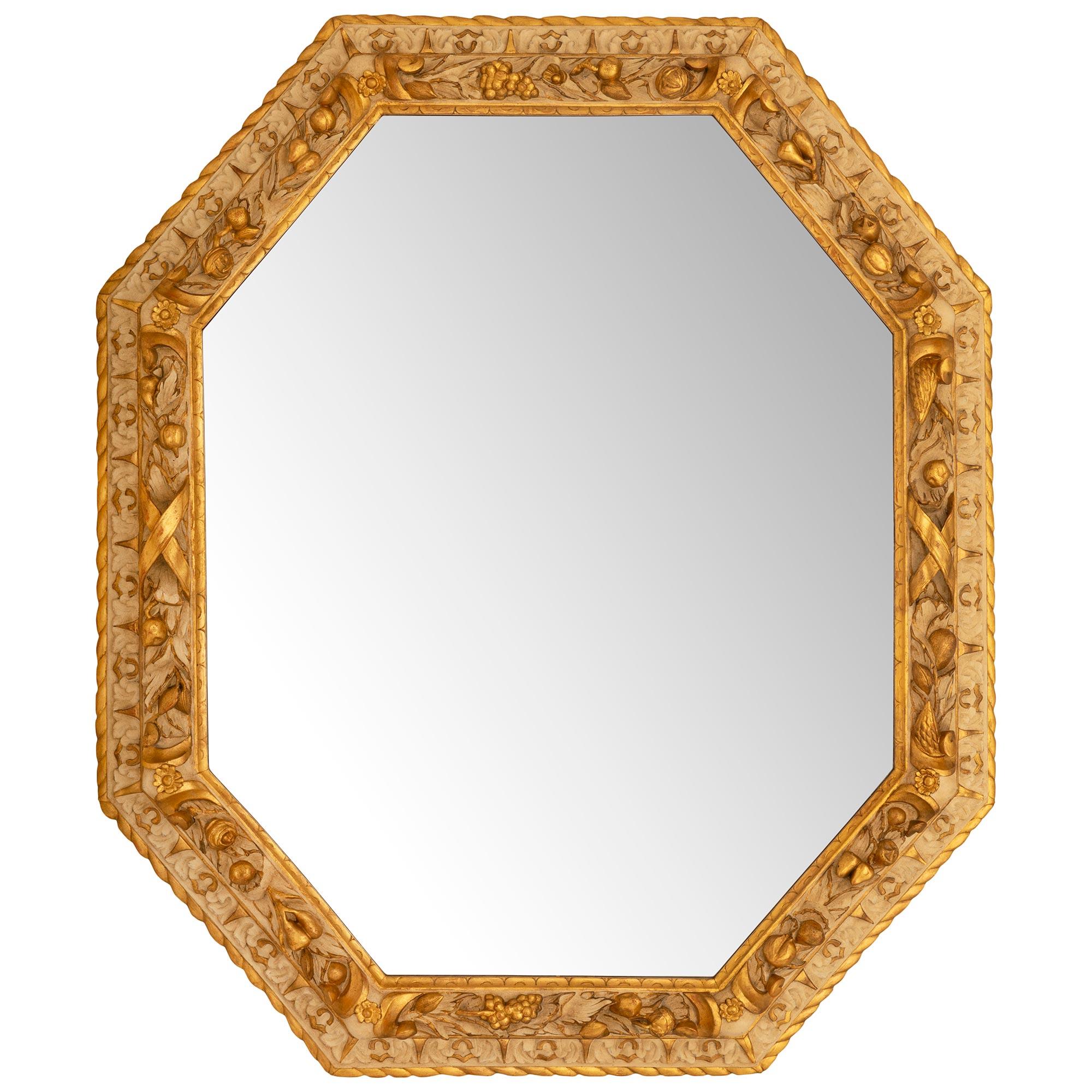 Italian 19th century Baroque st. Giltwood and patinated wood mirror For Sale 4