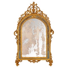Italian 19th century Baroque st. Giltwood and patinated wood mirror