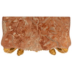 Italian 19th Century Baroque St. Giltwood and Sarrancolin Marble Console