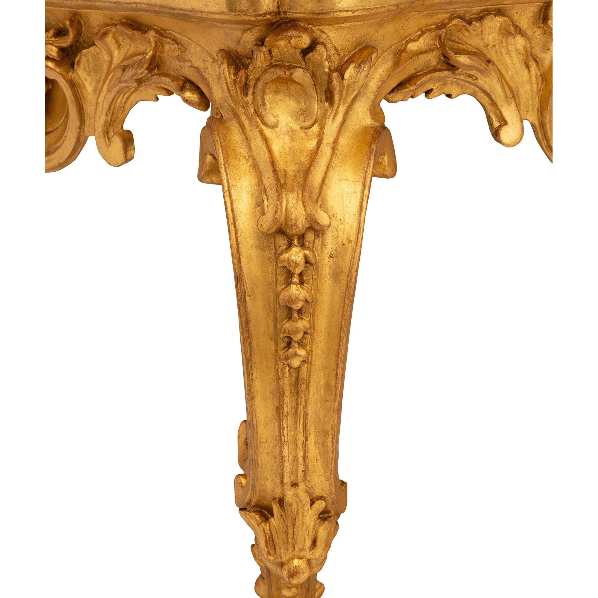 Italian 19th Century Baroque St. Giltwood and Sarrancolin Marble Console For Sale 2