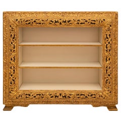 Libreria Vitrine in legno dorato barocco italiano del XIX secolo