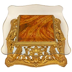 Italian 19th Century Baroque St. Giltwood, Faux Painted Marble Coffee Table