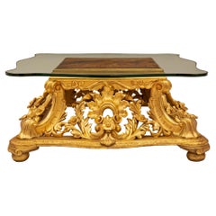 Italian 19th Century Baroque St. Giltwood, Faux Painted Marble Coffee Table