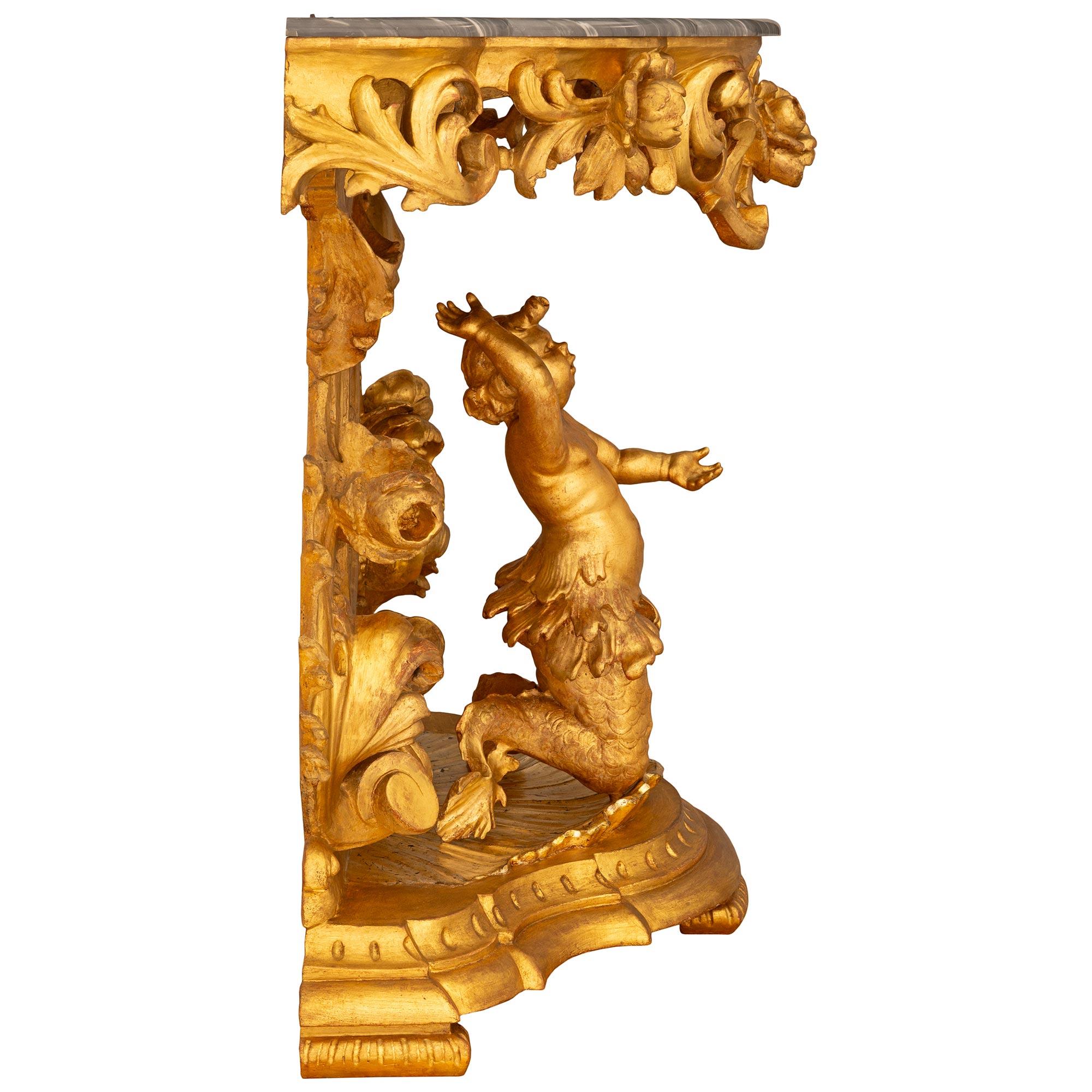 Italian 19th century Baroque st. Giltwood Mirror and Console For Sale 2