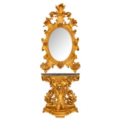 Italienisch 19. Jahrhundert Barock st. Giltwood Spiegel und Konsole