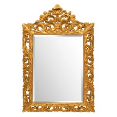 Miroir baroque italien du 19ème siècle en bois doré