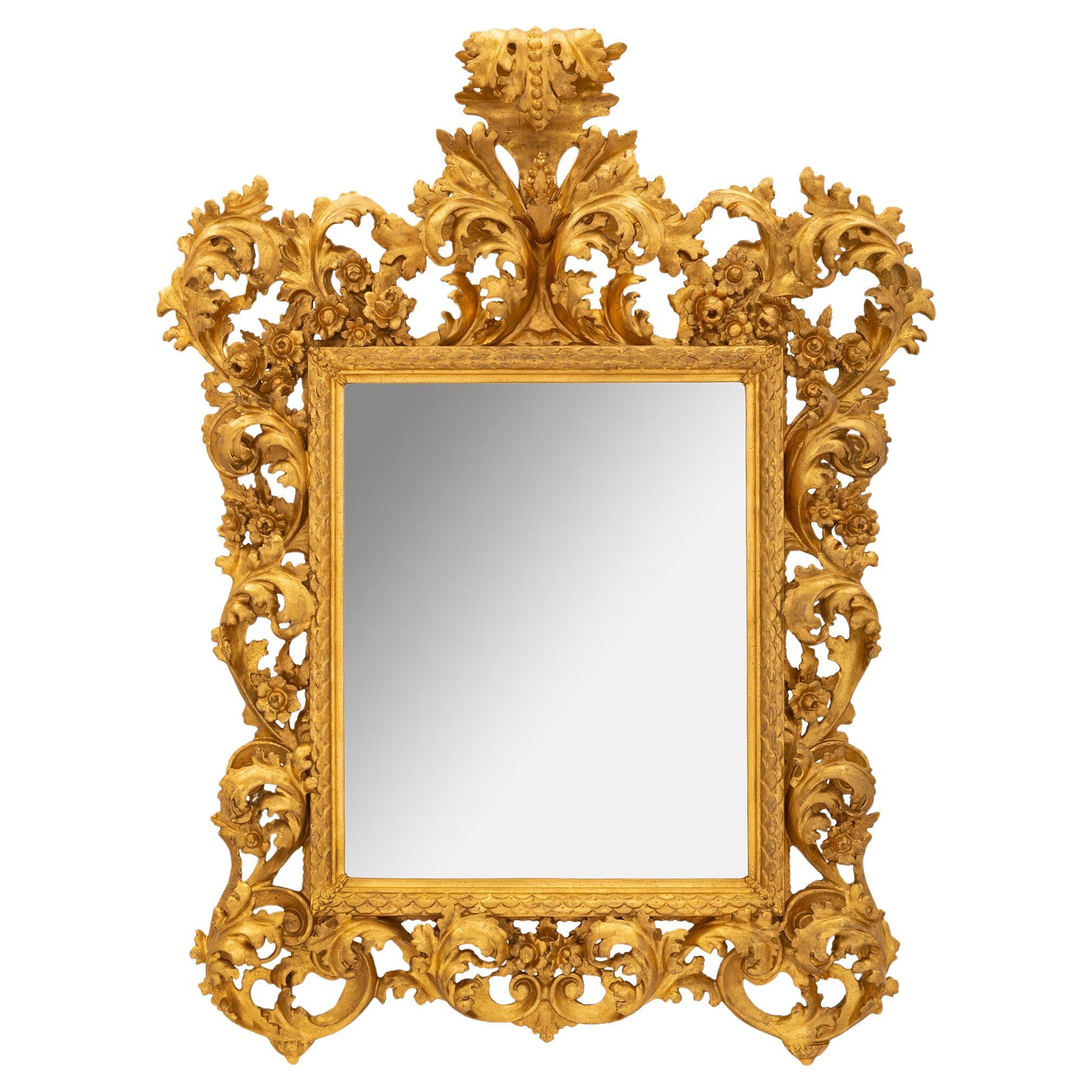 Italian 19th Century Baroque St. Giltwood Mirror For Sale