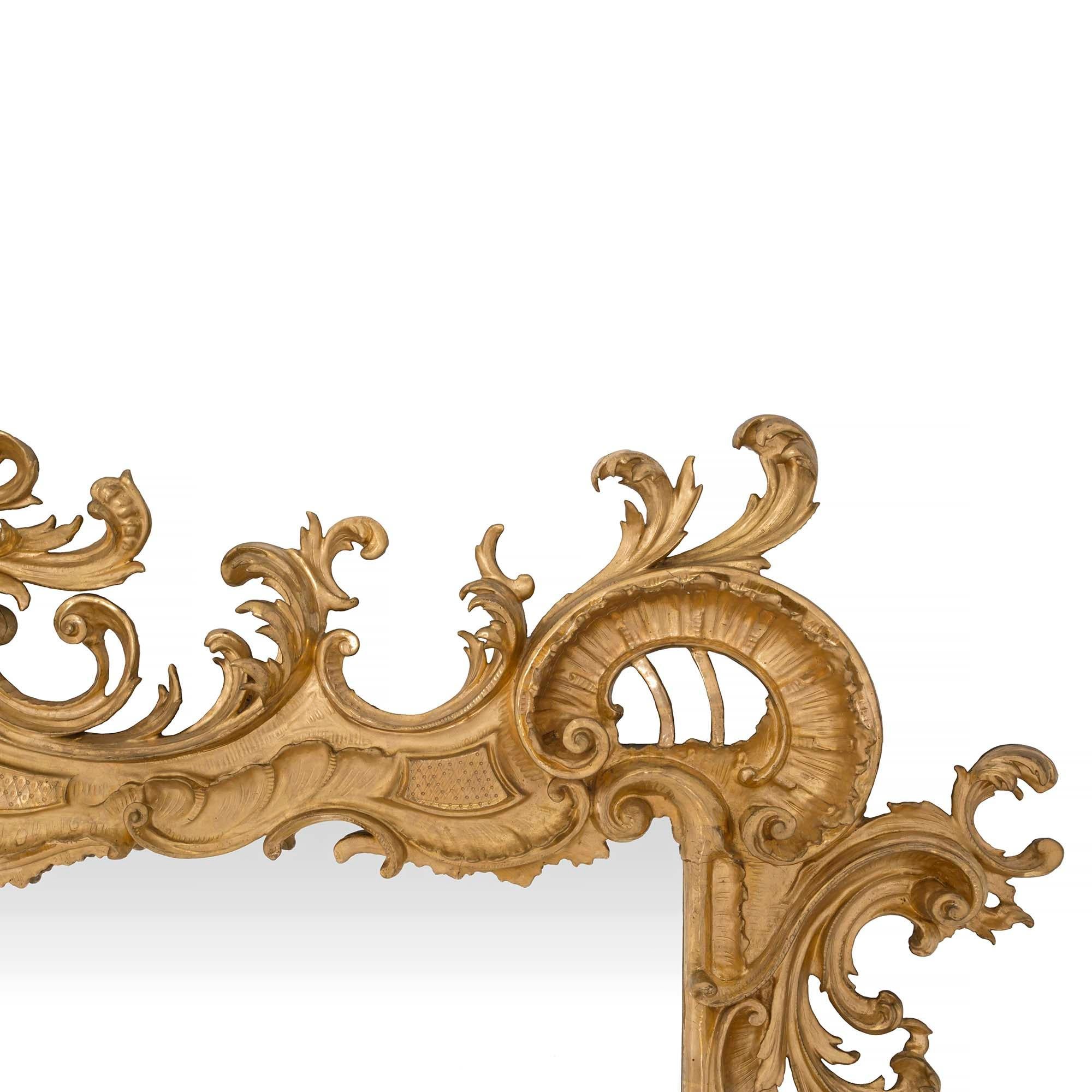 Italian 19th Century Baroque St. Giltwood Rectangular Mirror In Good Condition For Sale In West Palm Beach, FL