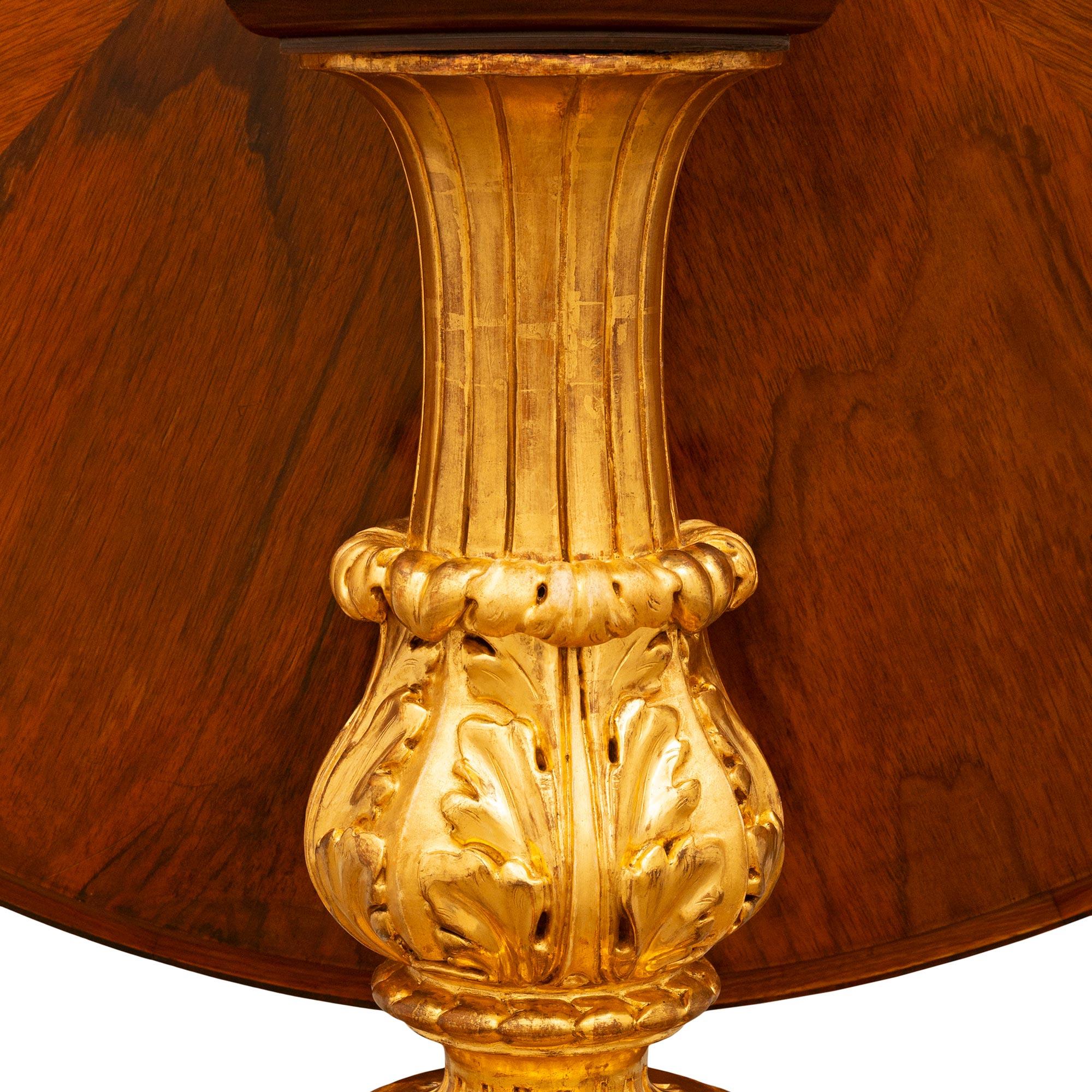 Italian 19th century Baroque st. Mahogany, Fruitwood and tilt top center table For Sale 2