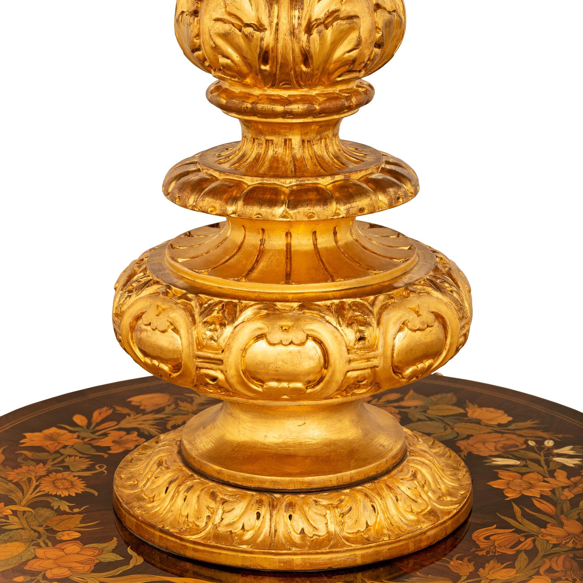 Italian 19th century Baroque st. Mahogany, Fruitwood and tilt top center table For Sale 3