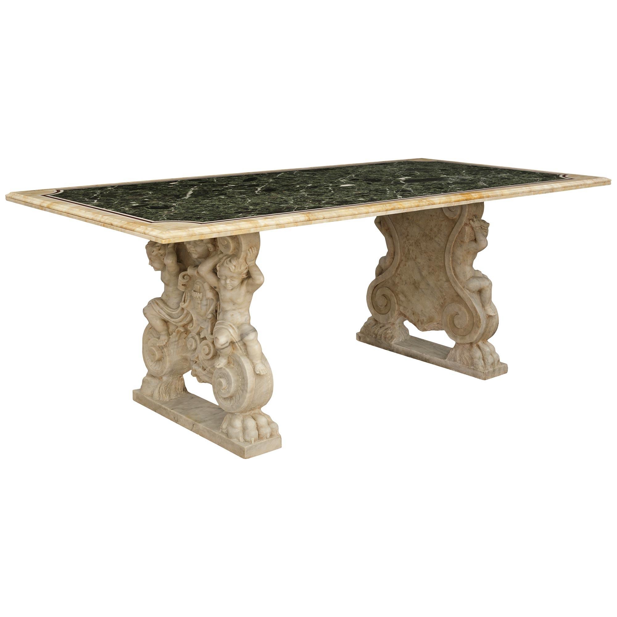 Neoclassical Italian 19th century Baroque st. marble center/dining table For Sale