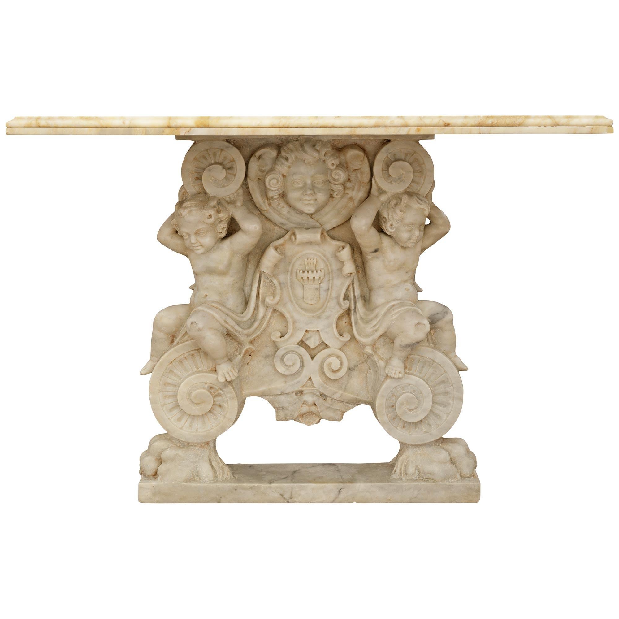 Italian 19th century Baroque st. marble center/dining table In Good Condition For Sale In West Palm Beach, FL