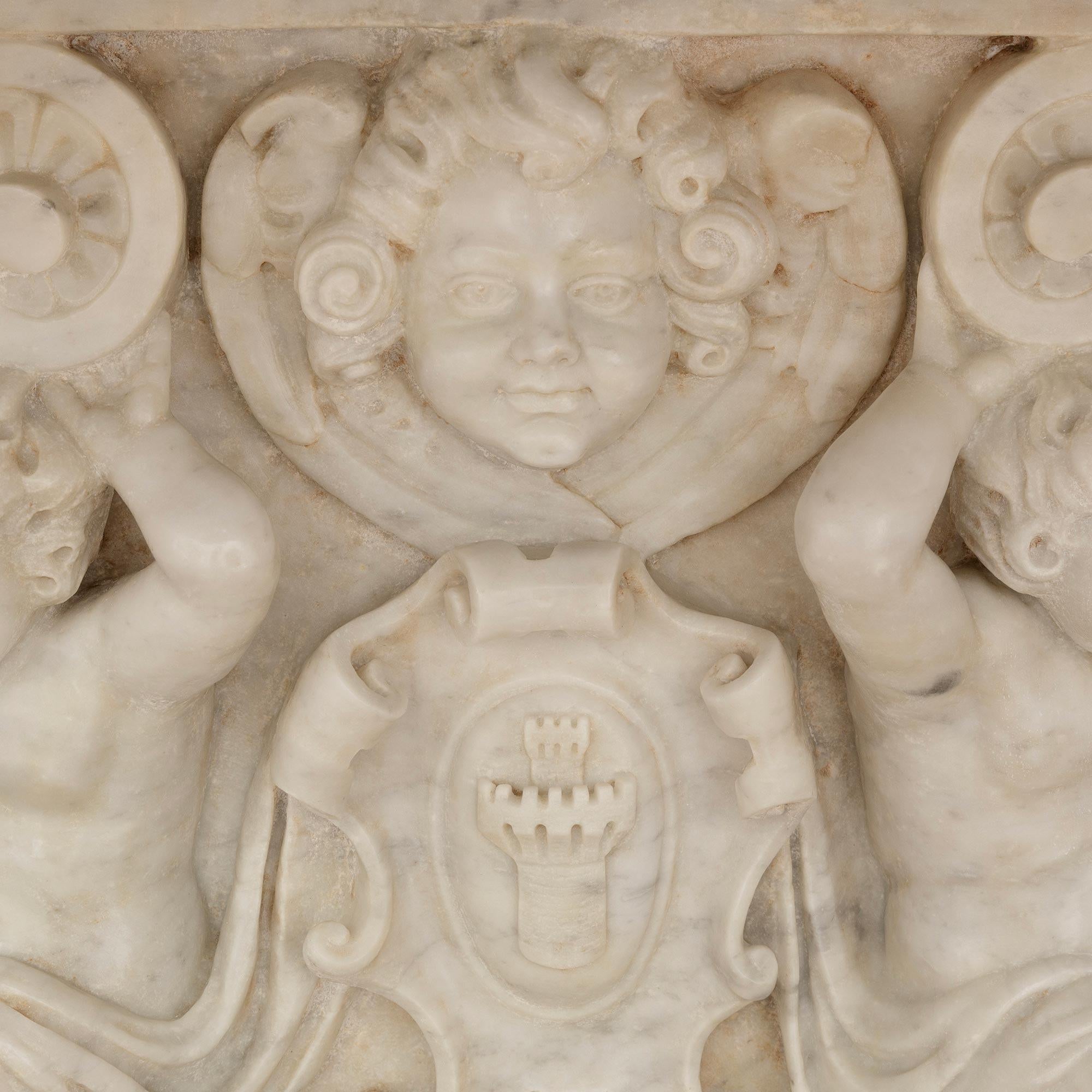 Marble Italian 19th century Baroque st. marble center/dining table For Sale