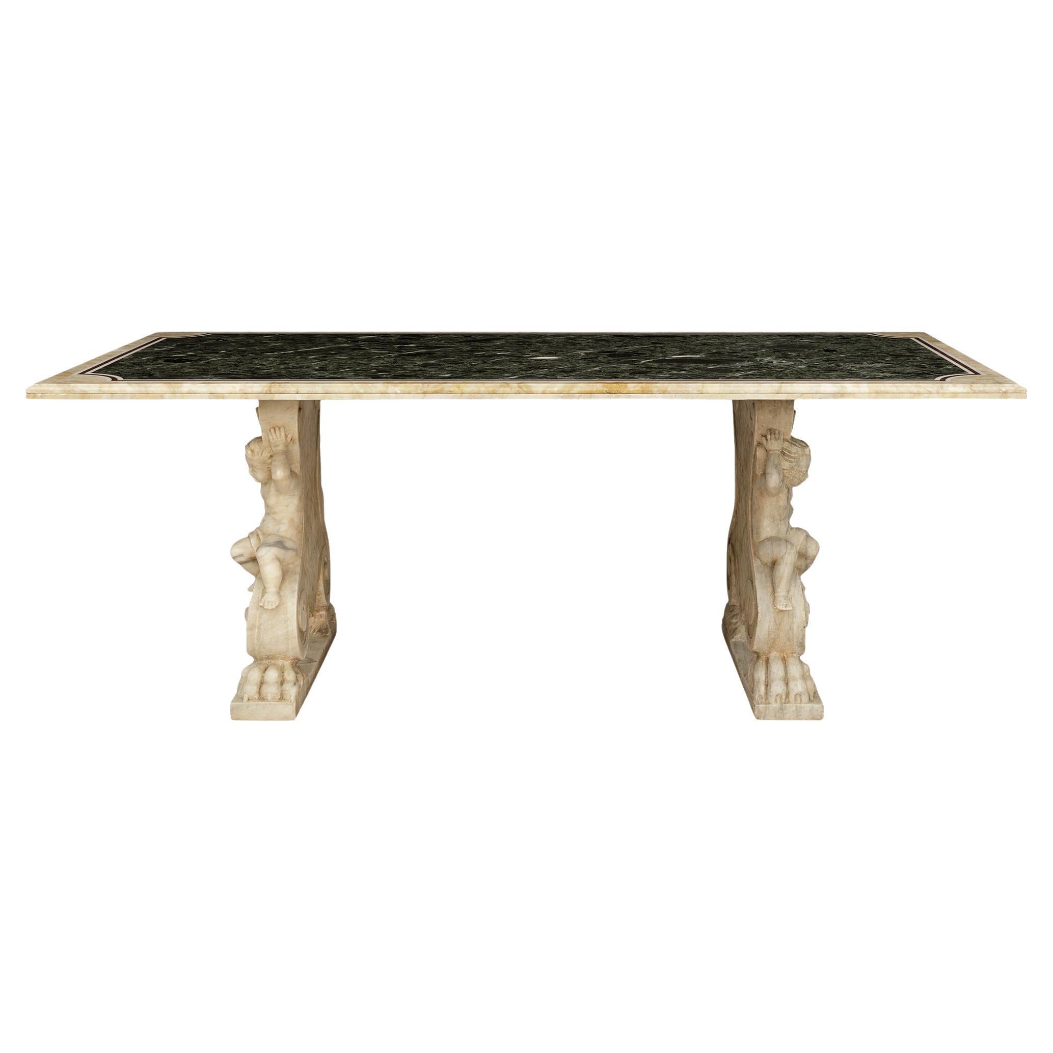 Italian 19th century Baroque st. marble center/dining table