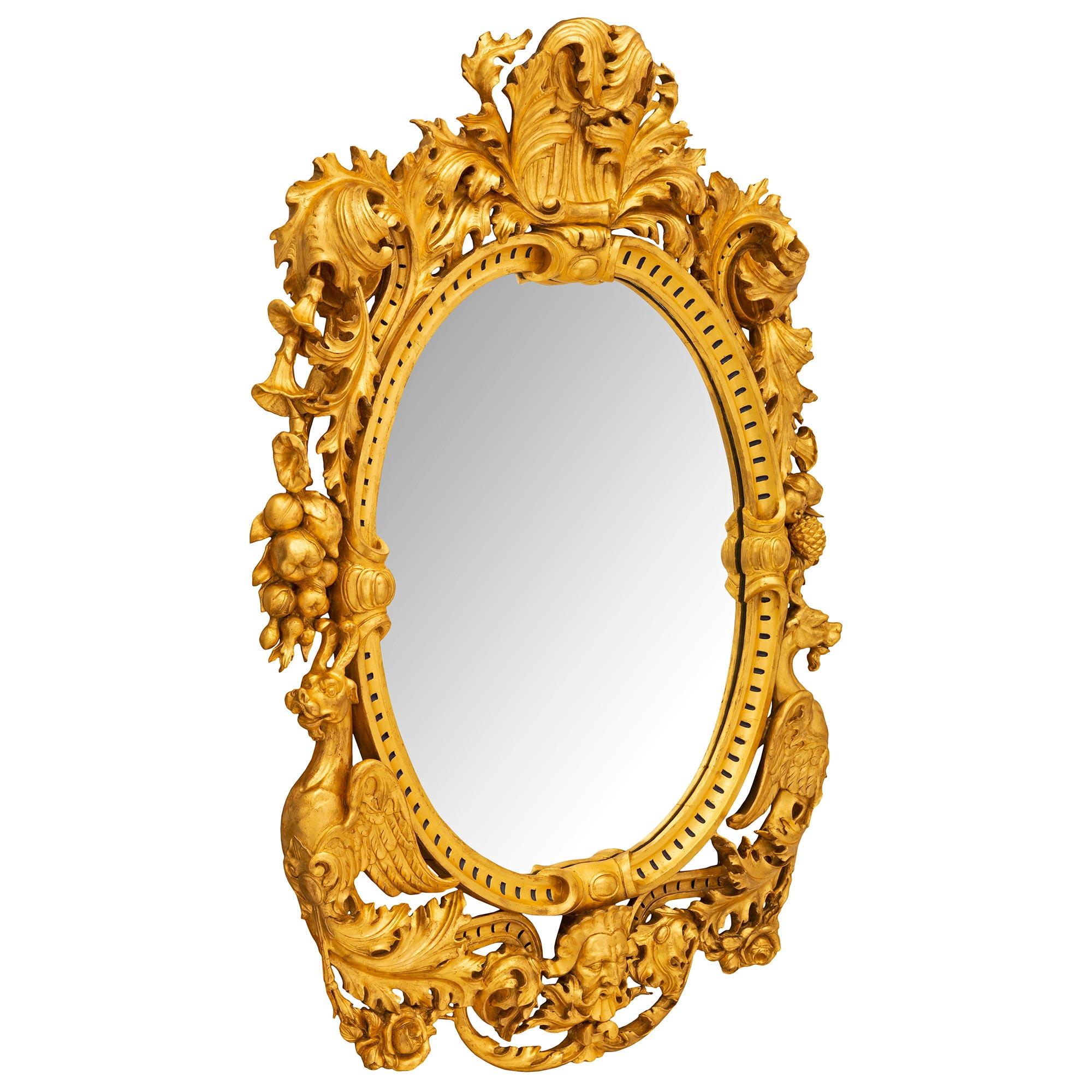 Italian 19th Century Baroque St. Mirror ‘Aux Dragons’ In Good Condition For Sale In West Palm Beach, FL