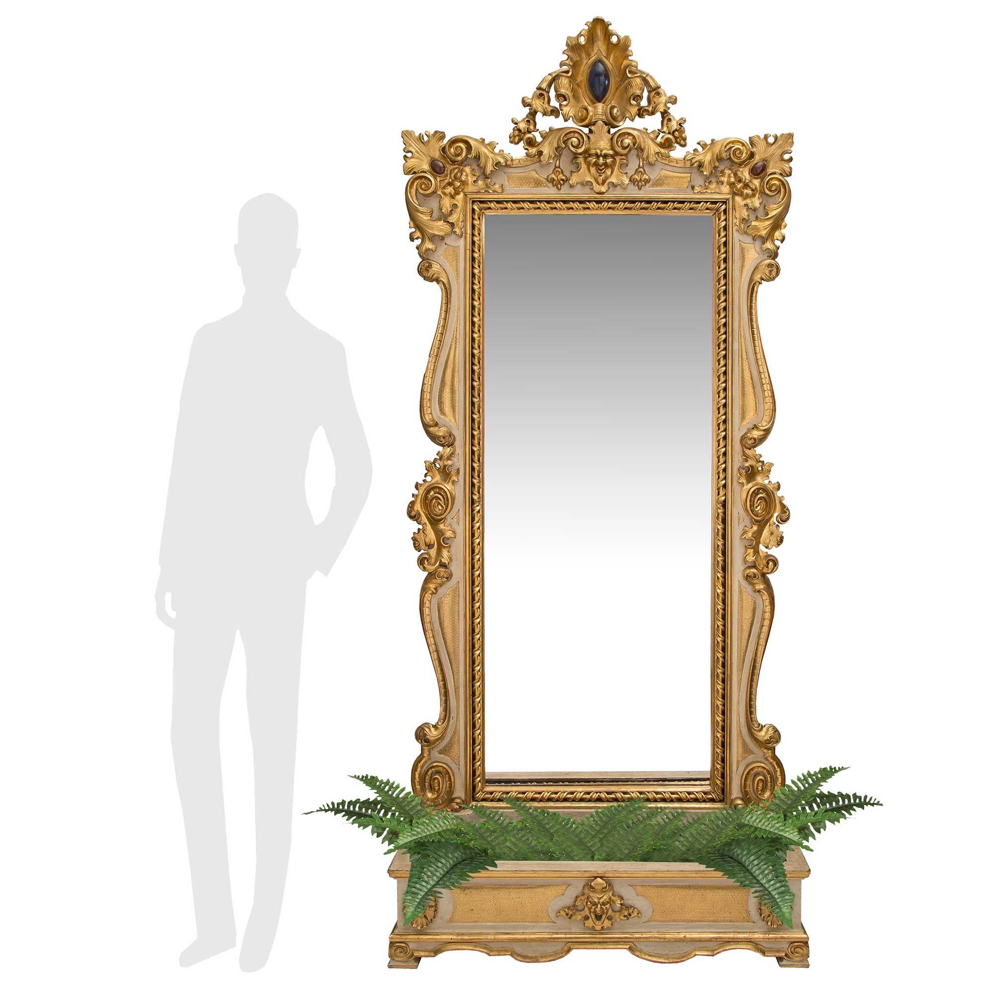 Italian 19th Century Baroque St. Mirror with Planter In Good Condition In West Palm Beach, FL