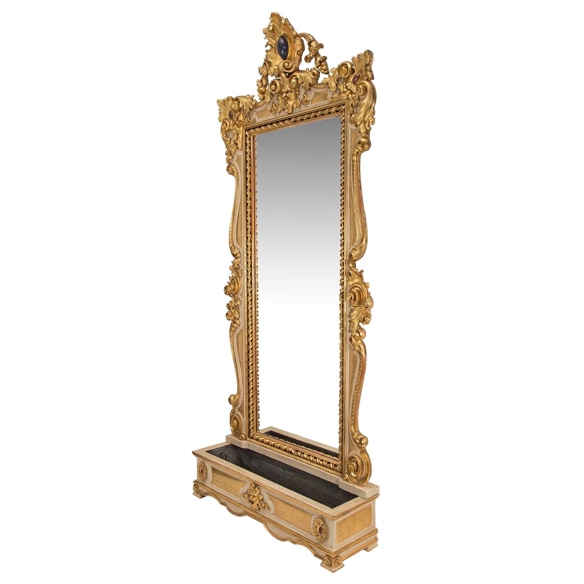 Italian 19th Century Baroque St. Mirror with Planter 1