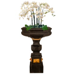 Italian 19th century Baroque st. Nero Antico and Sienna marble birdbath/planter