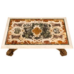 Italienischer Barock-Couchtisch aus Pietra Dura-Marmor und Mekka-Marmor aus dem 19. Jahrhundert