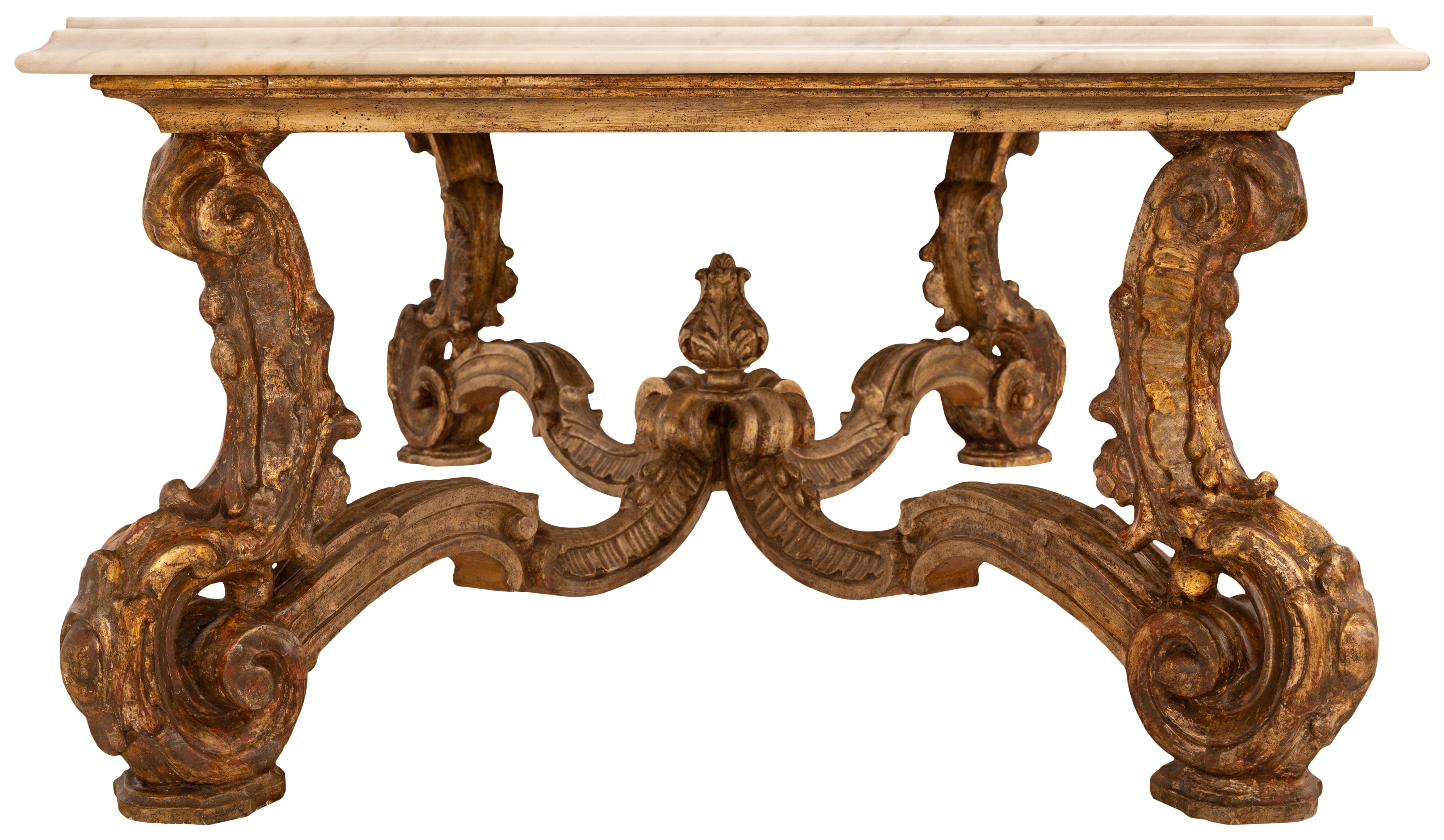 XIXe siècle Table basse baroque italienne du 19ème siècle en marbre Pietra Dura et Mecca en vente