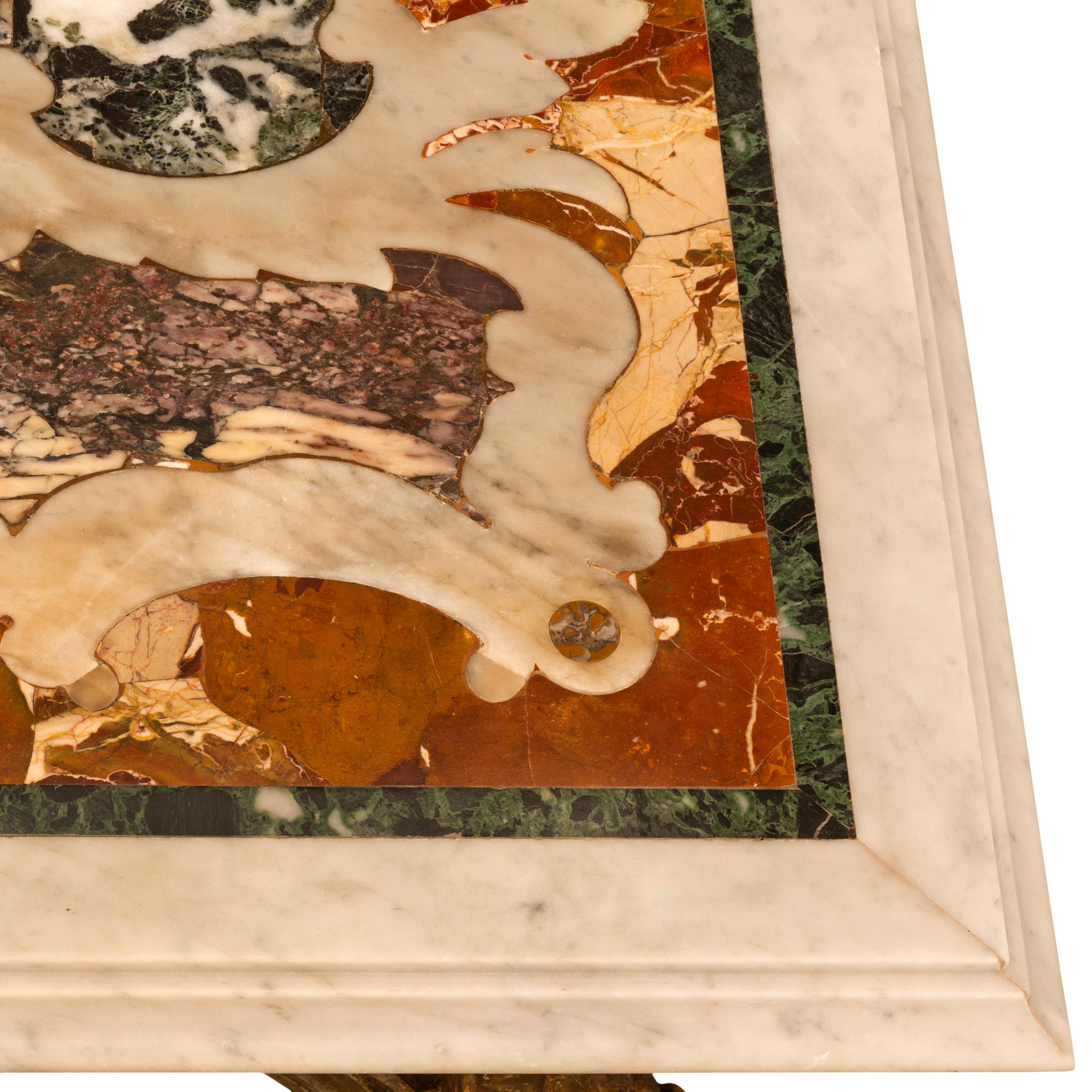 Marbre Table basse baroque italienne du 19ème siècle en marbre Pietra Dura et Mecca en vente