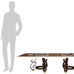 Italian 19th century Baroque st. Pietra Dura marble, Wrought Iron, coffee table