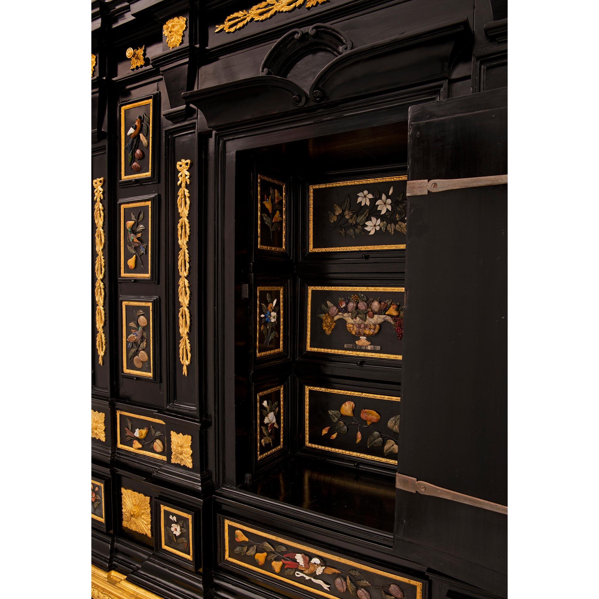 Italian 19th Century Baroque St. Semi Precious And Hard Stone Florentine Cabinet For Sale 6