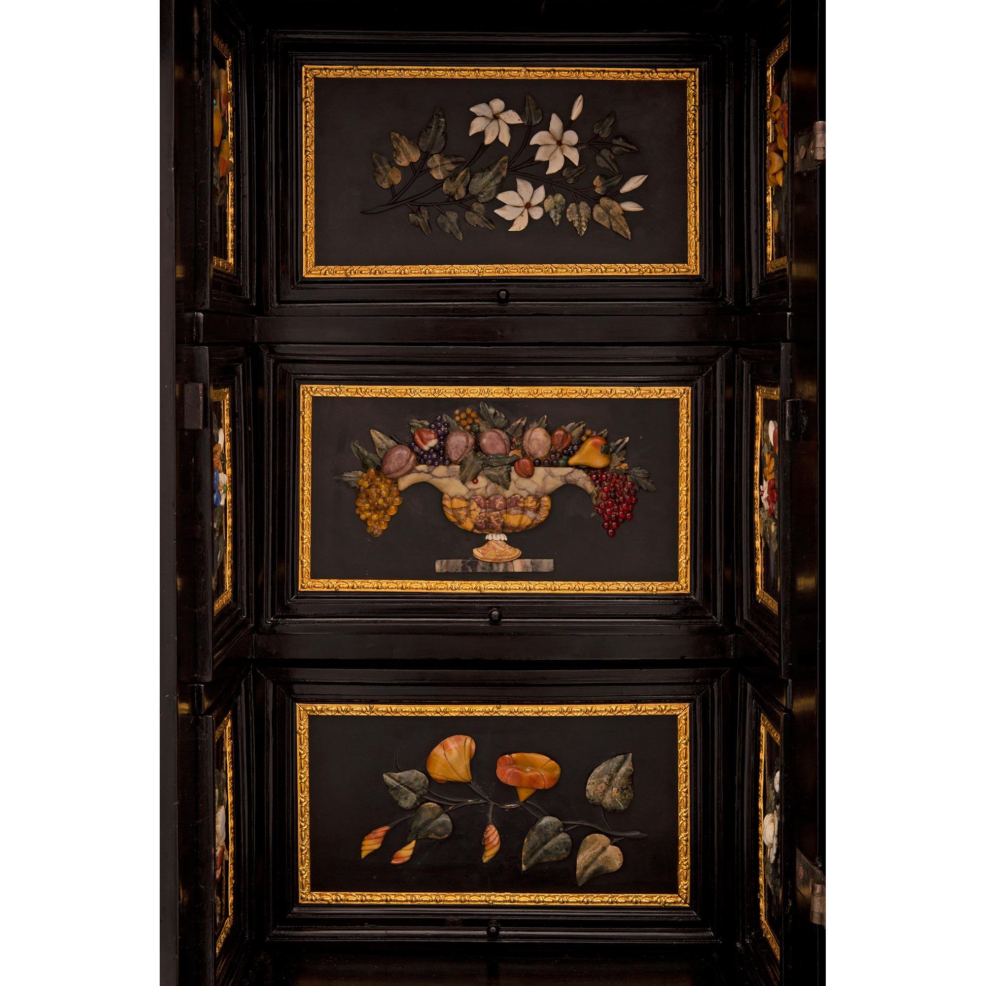 Italian 19th Century Baroque St. Semi Precious And Hard Stone Florentine Cabinet For Sale 7